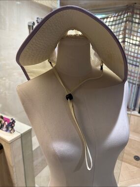 Wide Brim Sun Hat with Lavender Trim  & Neck Covering